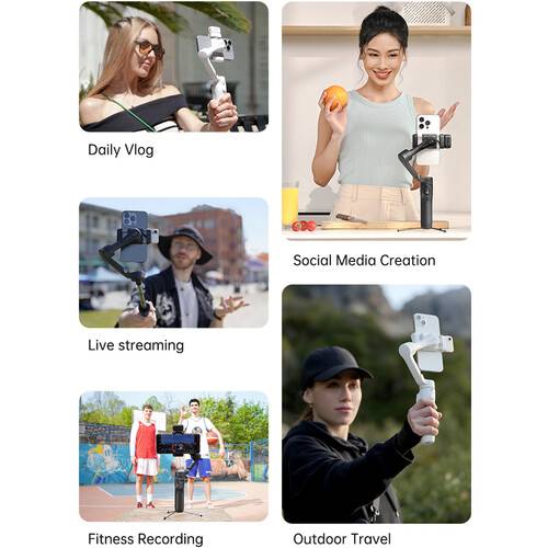 Hohem iSteady V3 AI Smartphone Gimbal with AI Tracker &amp; Fill Light Module (White)