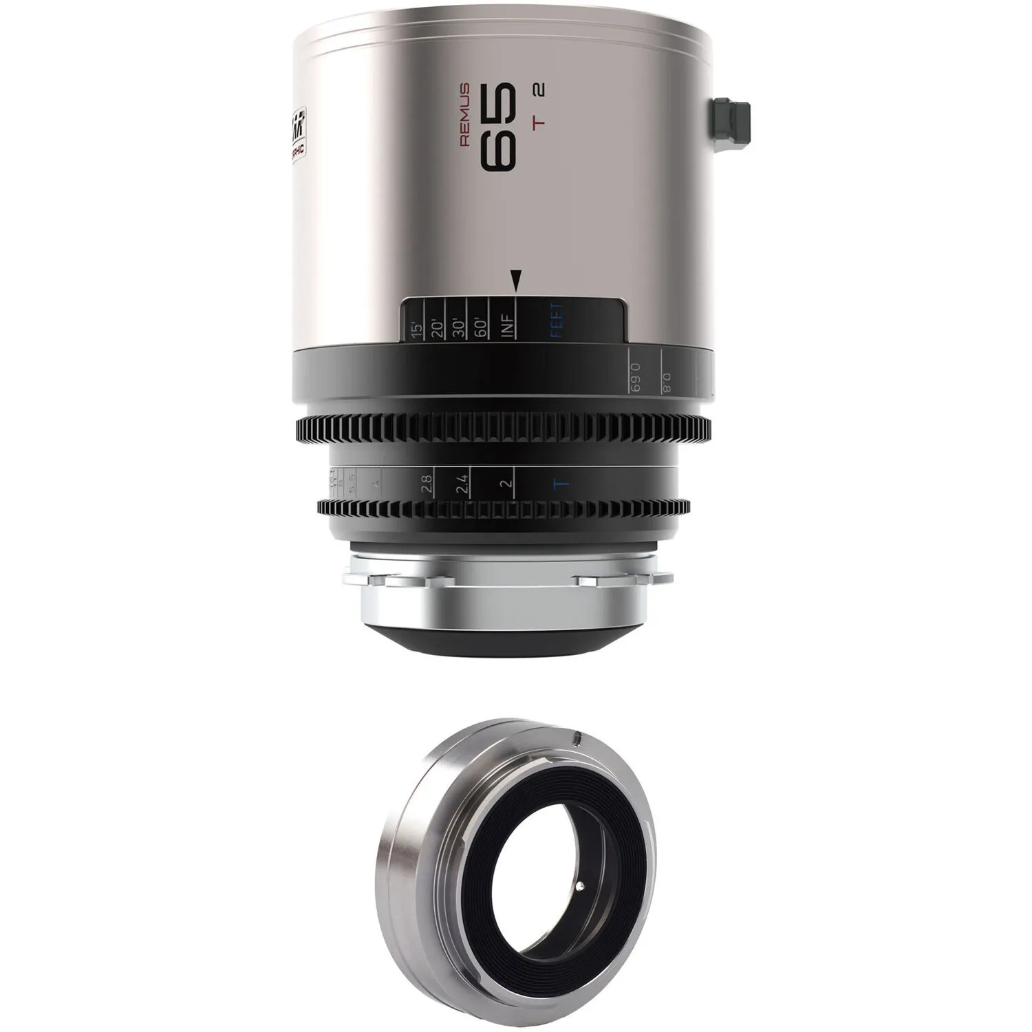 BLAZAR LENS Remus 65mm T2.0 1.5x Anamorphic Lens & Mount Adapter Kit (ARRI PL/Canon EF, Silver Flare)