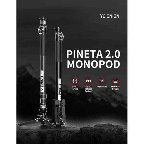 YC Onion Pineta 2.0 Carbon Fiber Monopod with Pedal Base and FH60 Fluid Head