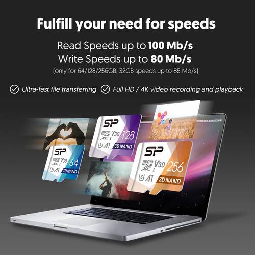 Silicon Power 128GB Superior Pro UHS-I microSDXC Memory Card with Card Reader