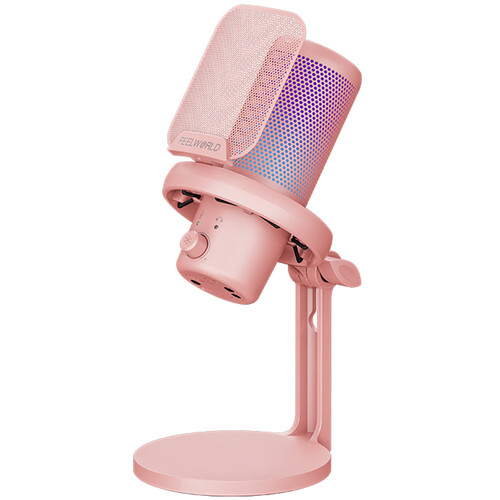 FeelWorld VM1-XS USB-C Gaming Microphone with Desktop Stand (Pink)