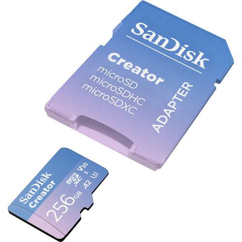 SanDisk 256GB Creator Series UHS-I microSDXC Memory Card with SD Adapter