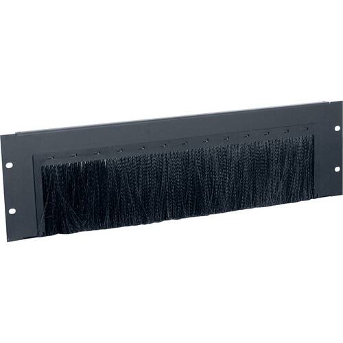 Lowell Manufacturing 19" Cable Brush Panel with Tray for Cable Support (3 RU)
