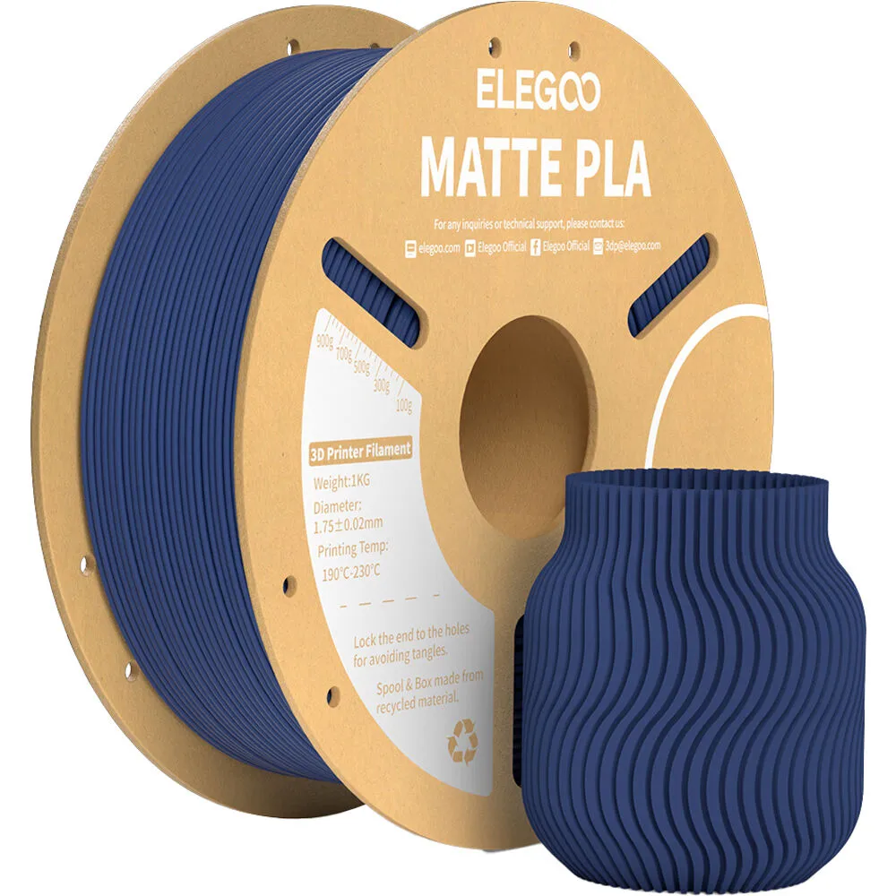 ELEGOO 1.75mm PLA Matte Filament Spool (1kg, Navy Blue)