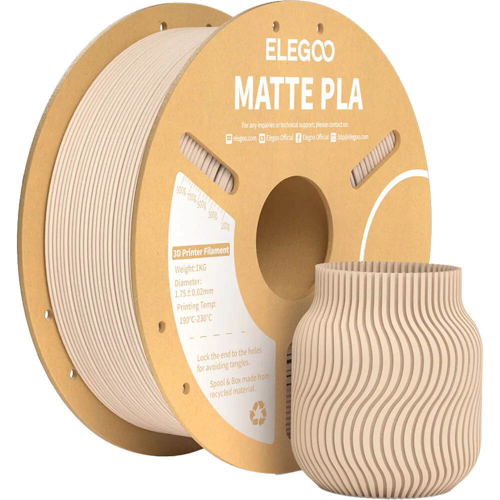 ELEGOO 1.75mm PLA Matte Filament Spool (1kg, Beige)
