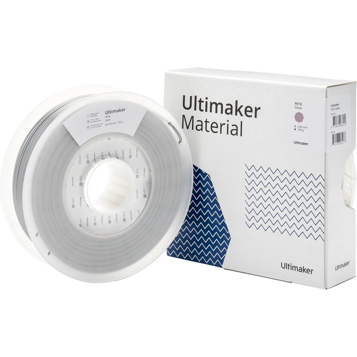 UltiMaker 2.85mm PETG Filament (750g, Silver)