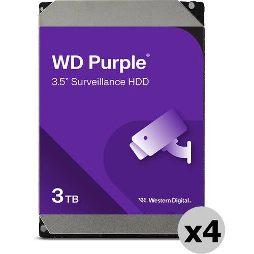 WD 3TB Purple SATA III 3.5" Internal Surveillance HDD (Retail, 4-Pack)