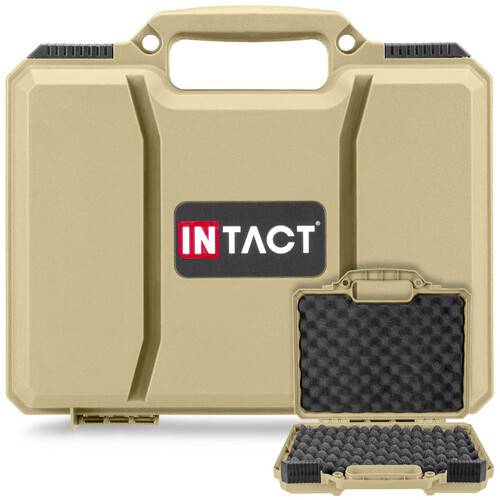 Eylar Intact Stacker Hard Shell Handgun Case with Foam (11.7", Tan)