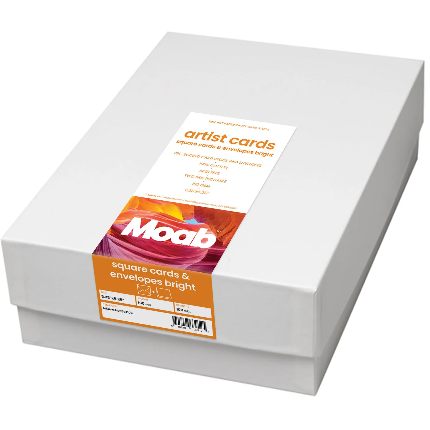 Moab Artist Cards (Bright White, 5.25 x 5.25", 100 Cards/Envelopes)