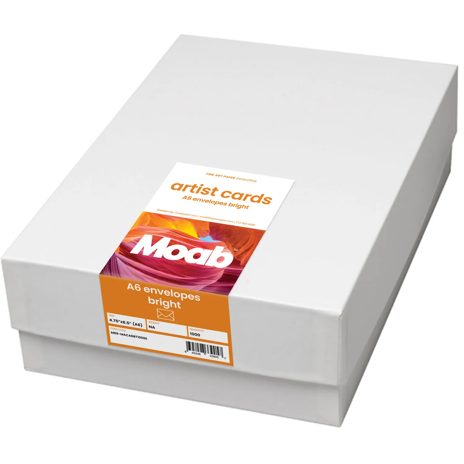 Moab Artist Cards (Bright White, 4.75 x 6.5", 1000 Envelopes)