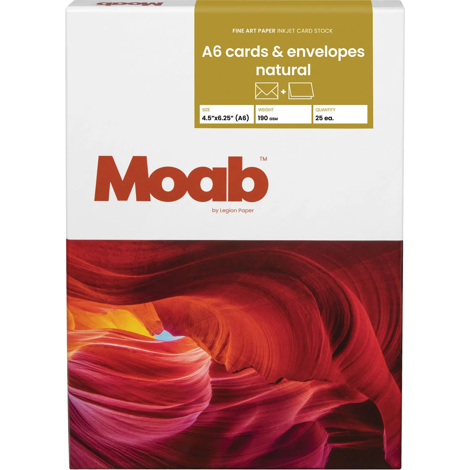 Moab Artist Cards (Natural White, 4.5 x 6.25", 25 Cards/Envelopes)