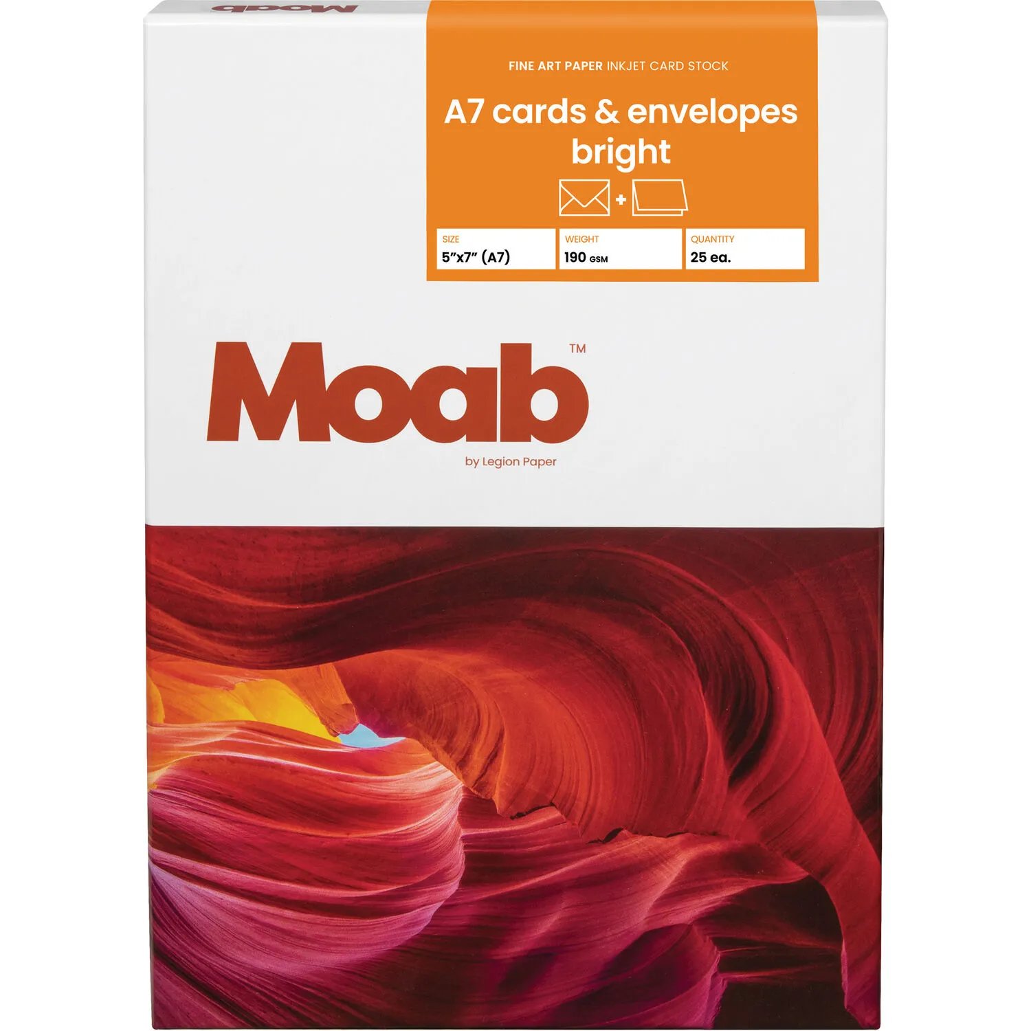 Moab Artist Cards (Bright White, 5 x 7", 25 Cards/Envelopes)