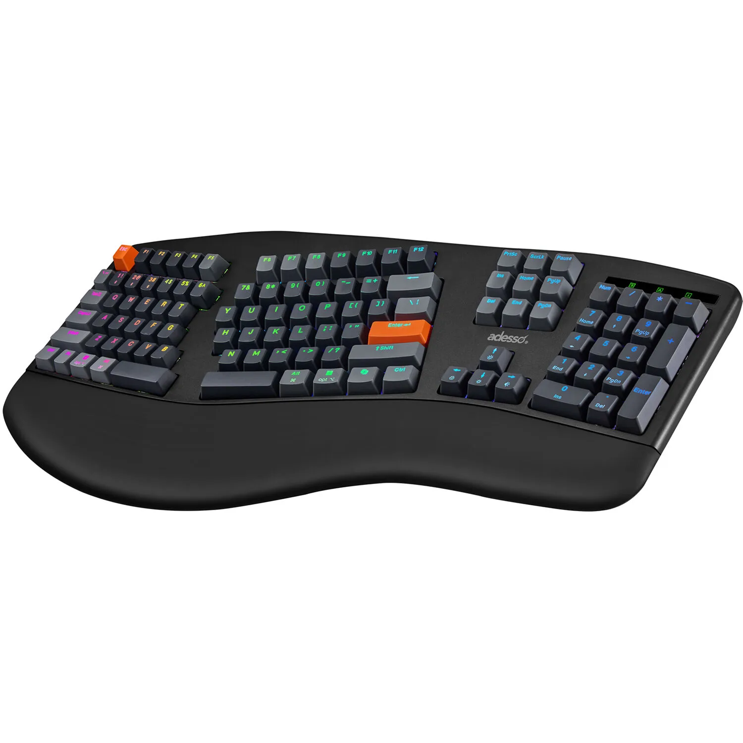 Adesso EasyTouch 1500 Wireless RGB Backlit Mechanical Ergonomic Keyboard