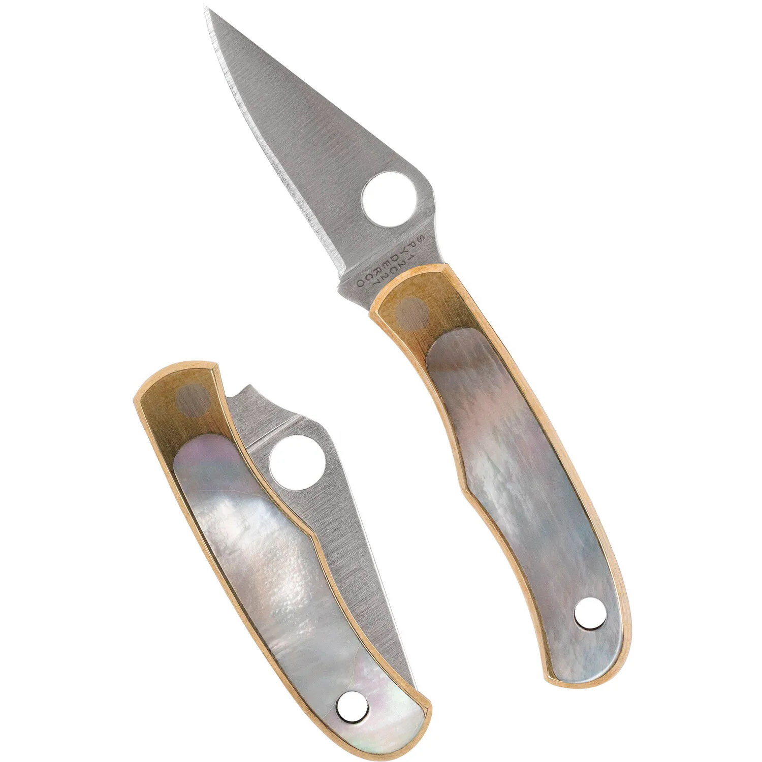 Spyderco Bug Micro (Satin Blade, Nickel Silver with Abalone Handle)
