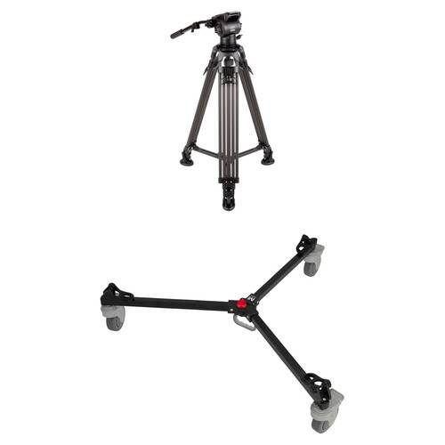 Magnus REX VT-5000-CM Carbon Fiber Two-Stage Mono Lock Video Tripod with Dolly