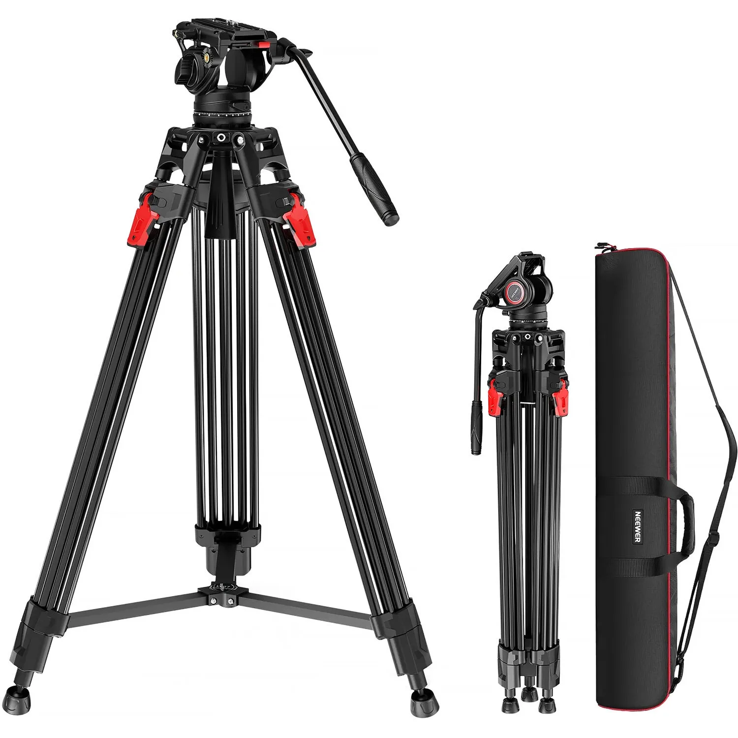 Neewer LL27 Aluminum Alloy One-Step Locking Tripod with Fluid Head
