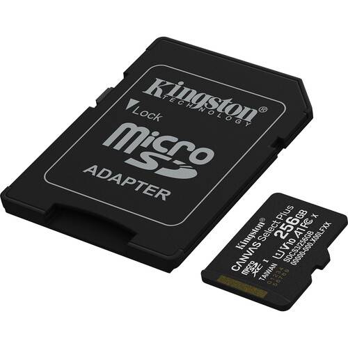 Kingston 256GB Canvas Select Plus UHS-I microSDXC Memory Card with SD Adapter