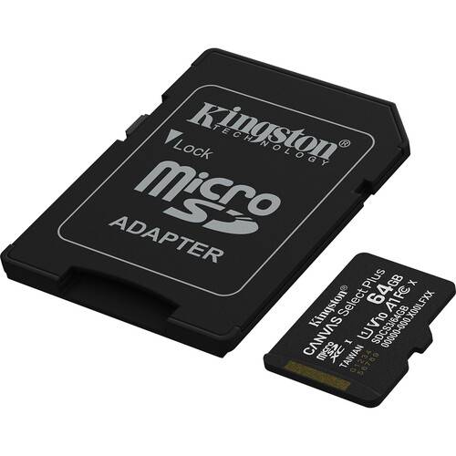 Kingston 64GB Canvas Select Plus UHS-I microSDXC Memory Card with SD Adapter