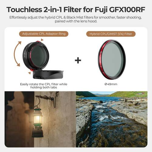 Freewell Real Lens Hood for FUJIFILM GFX100RF with CPL/Black Mist Filter (Silver)
