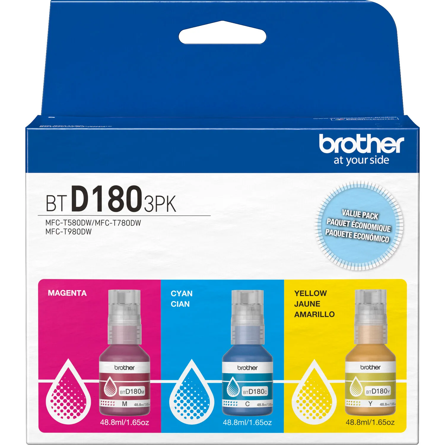 Brother INKvestment Tank High-Yield 3-Pack Ink Bottles (Cyan, Magenta & Yellow)