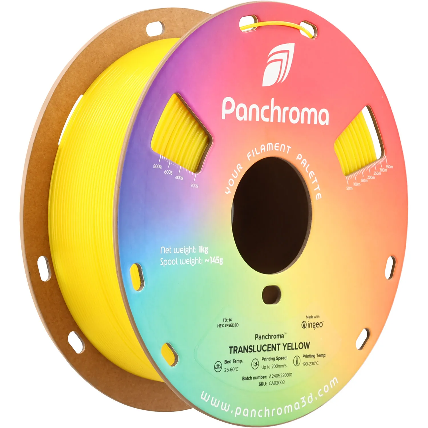 Polymaker Panchroma Translucent PLA Filament (1kg, Yellow)