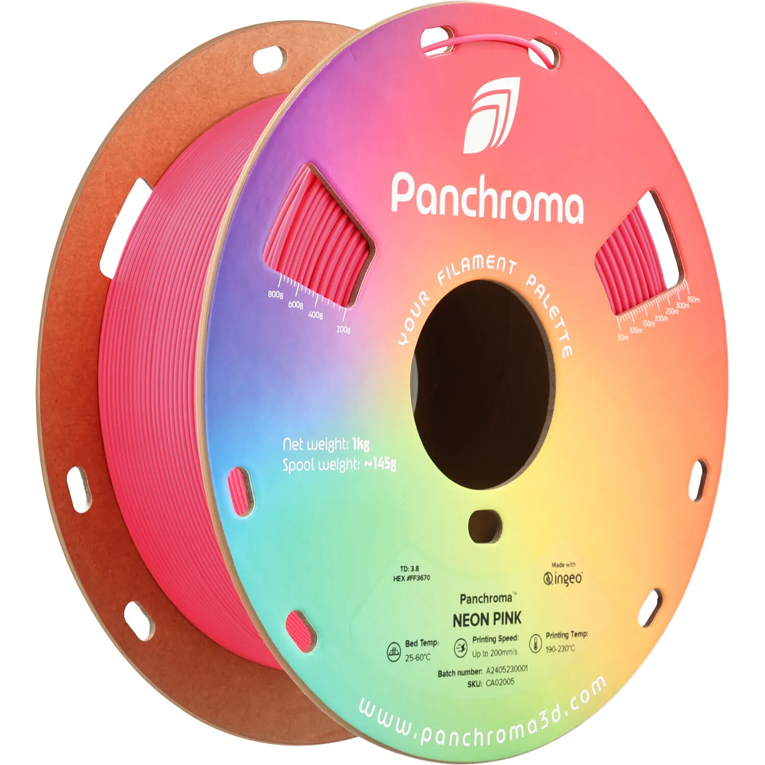 Polymaker Panchroma Neon PLA Filament (1kg, Pink)