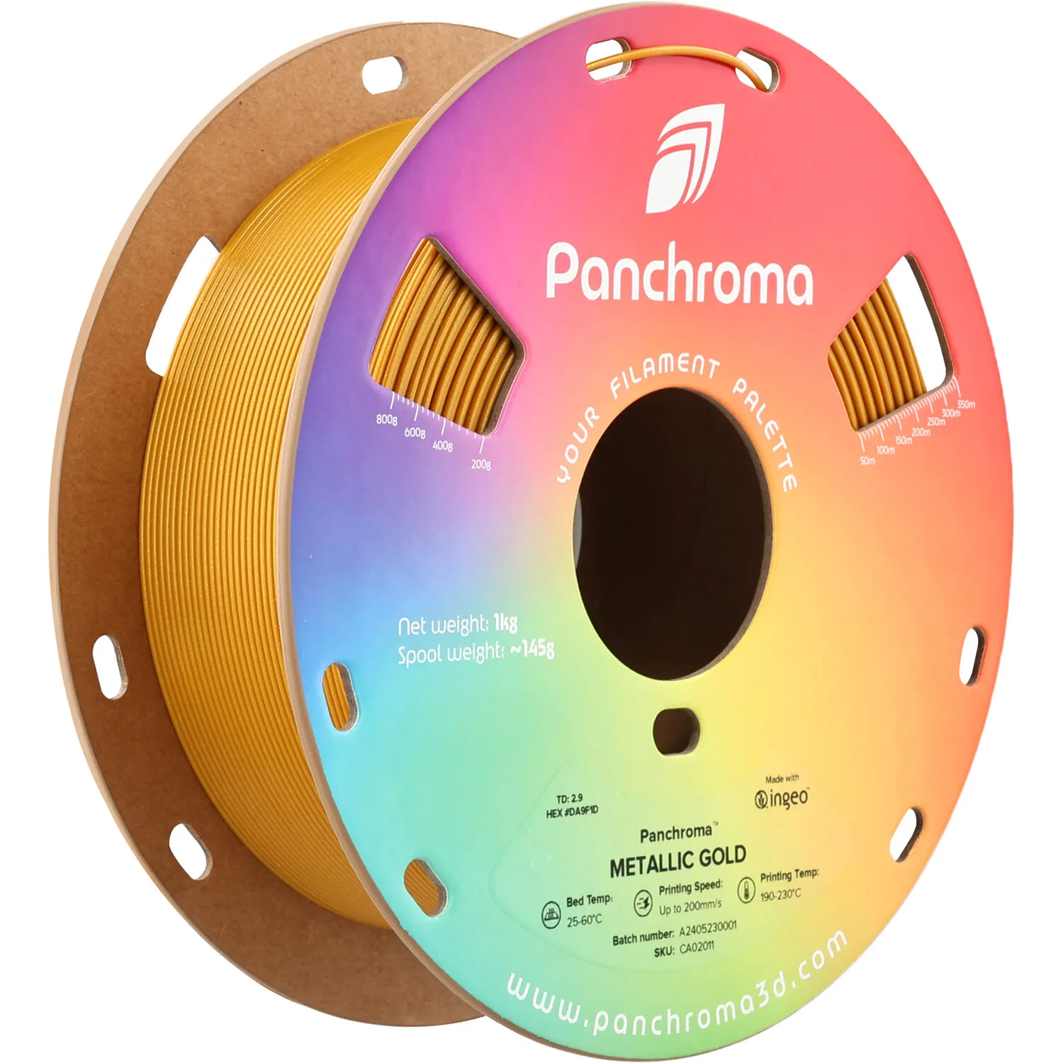 Polymaker Panchroma Metallic PLA Filament (1kg, Metallic Gold)