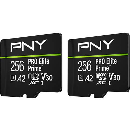 PNY 256GB PRO Elite Prime microSDXC Memory Card with SD Adapter (2-Pack)