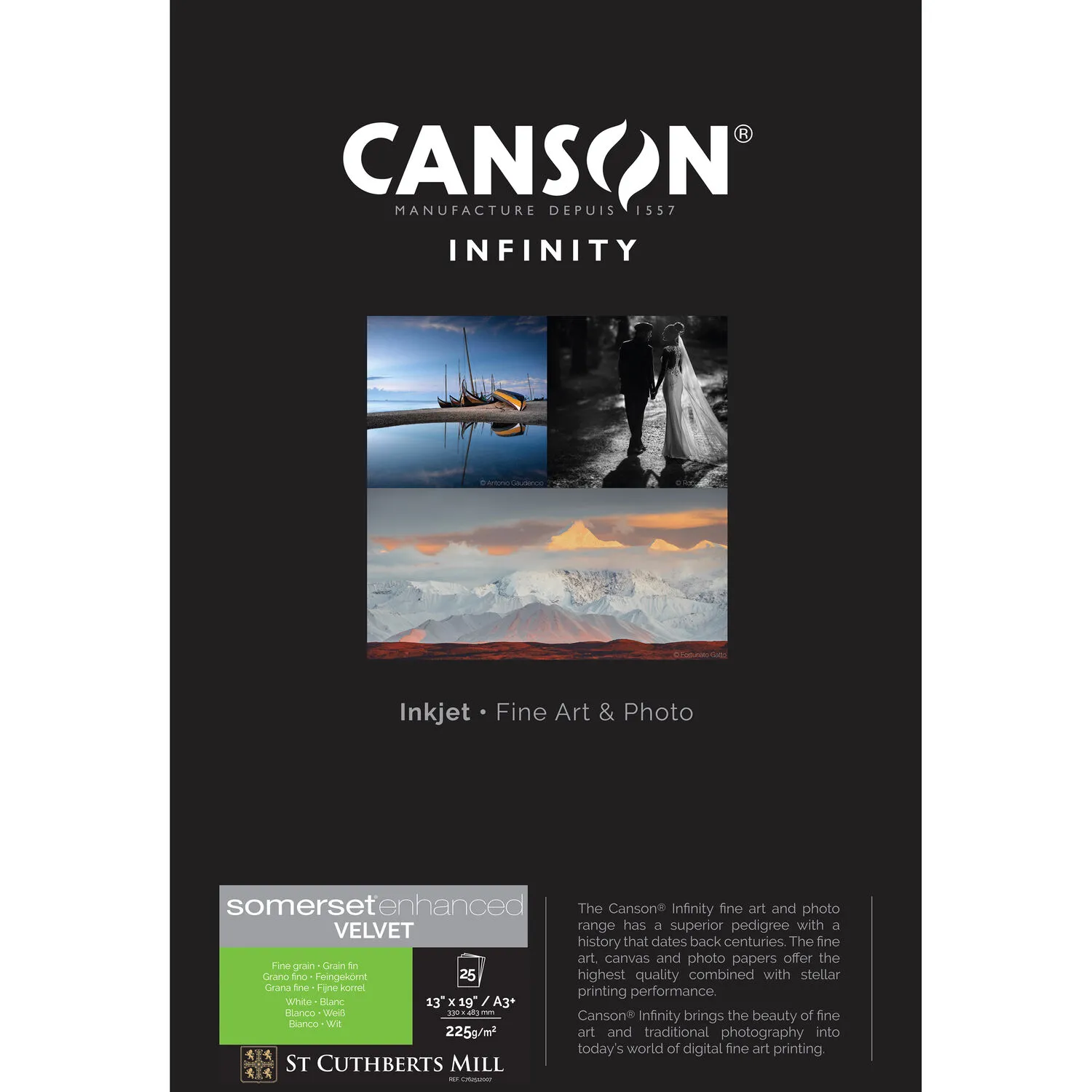 Canson Infinity Somerset Enhanced Velvet (225 gsm, 13 x 19", 25 Sheets)