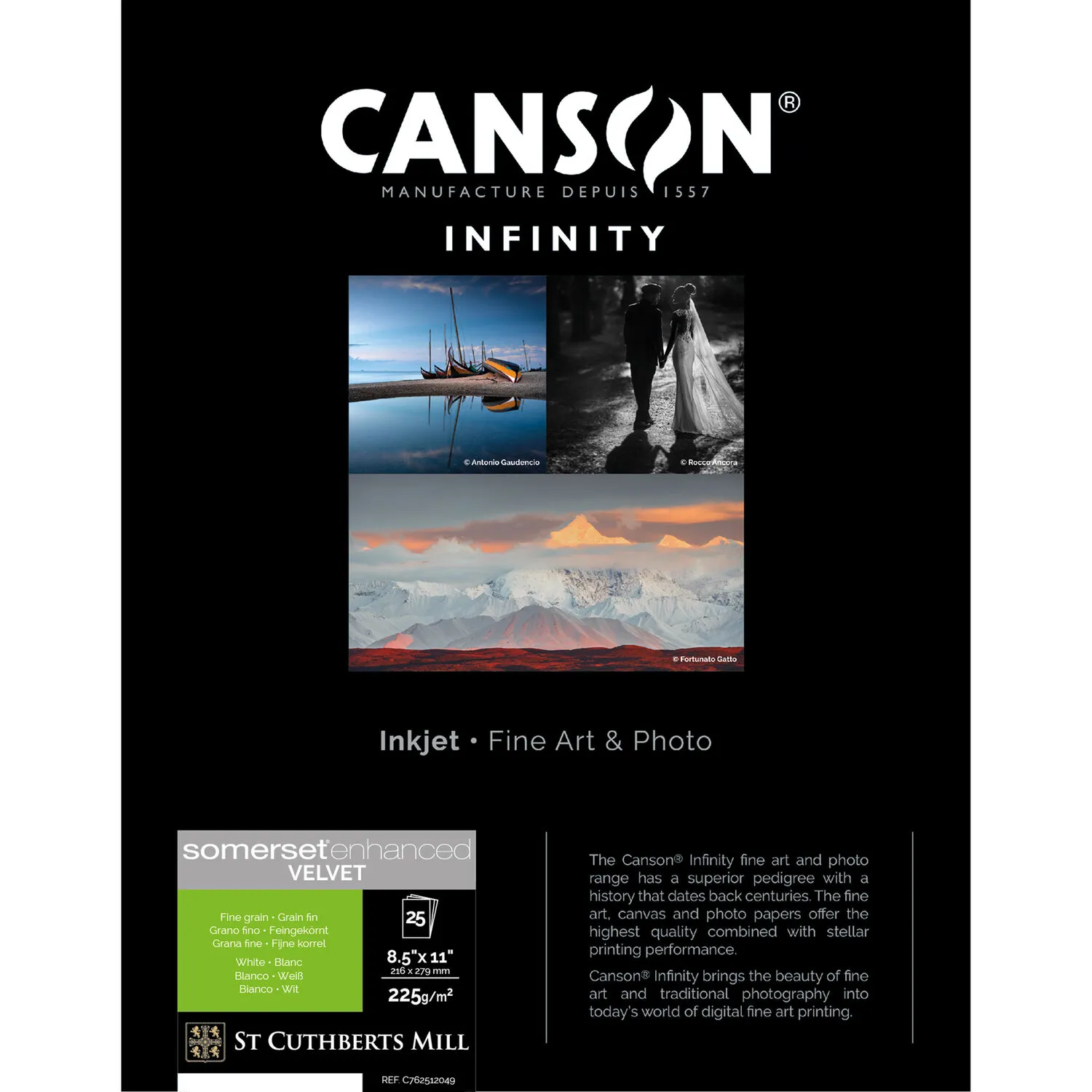Canson Infinity Somerset Enhanced Velvet (225 gsm, 8.5 x 11", 25 Sheets)