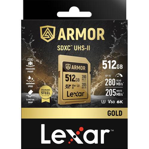 Lexar 512GB ARMOR GOLD UHS-II SDXC Memory Card