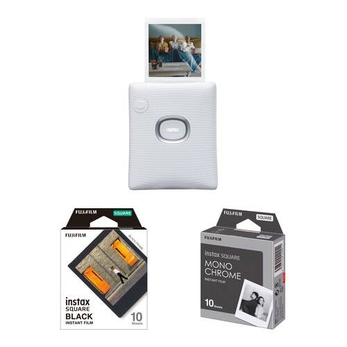 FUJIFILM instax SQUARE Link Smartphone Printer with Color &amp; Monochrome Film (Ash White)