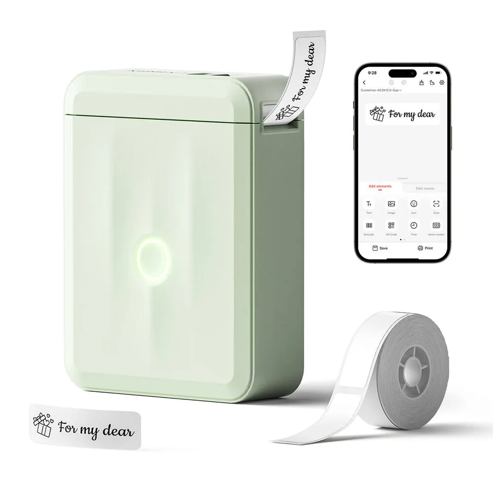 NIIMBOT D110M 1/2" Portable Smart Thermal Label Printer (Green)