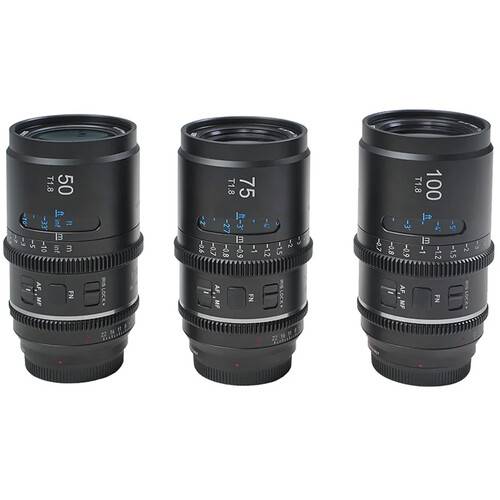 Sirui Astra T1.8 1.33x AF Anamorphic 3-Cine Lens Kit (Nikon Z, Blue Flares)