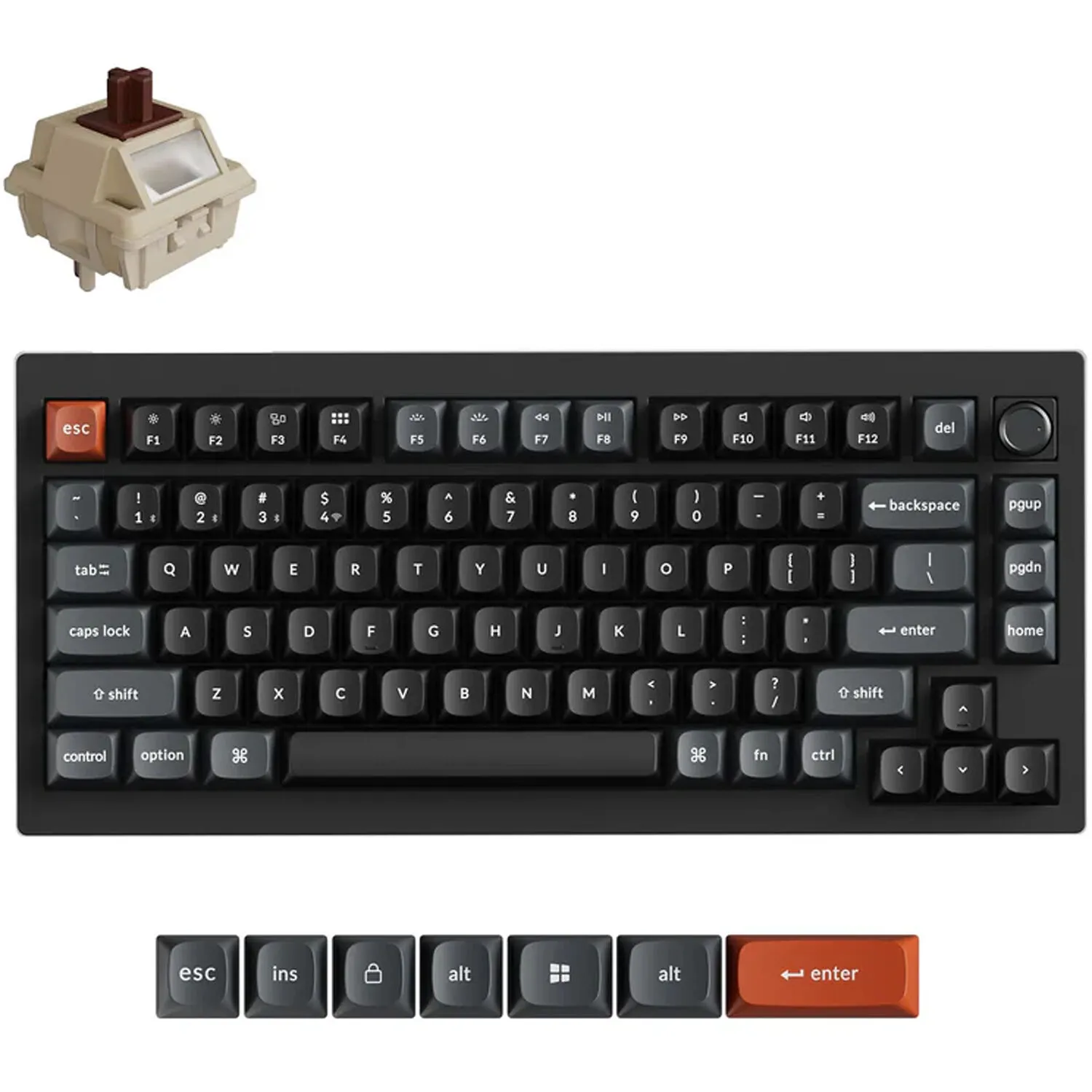 Keychron V1 Ultra 8K Wireless Mechanical Keyboard (Black, Keychron Silk POM Brown Switches)