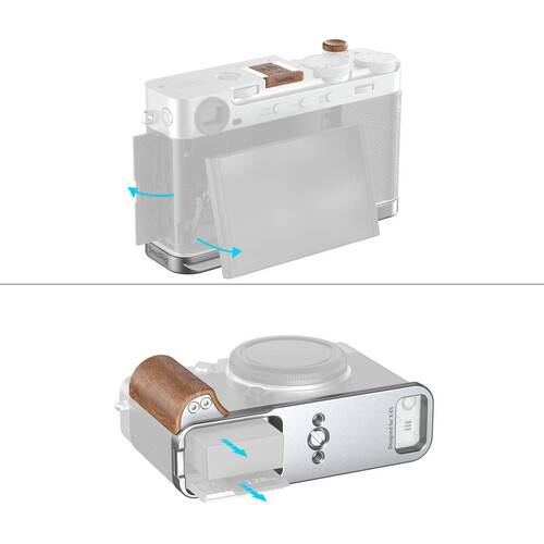 SmallRig L-Shaped Mount Plate with Rosewood Wooden Handle for FUJIFILM X-E5 (Silver)