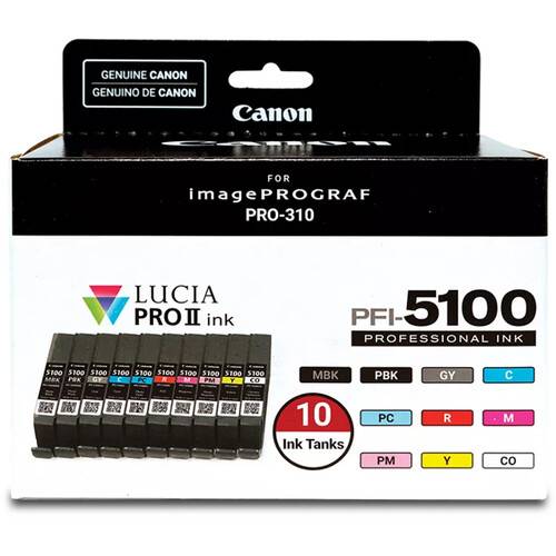 Canon PFI-5100 10-Cartridge Ink Set for imagePROGRAF PRO-310 Printer