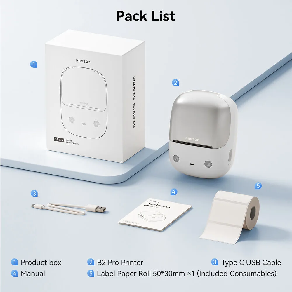 NIIMBOT B2 Pro Portable Thermal Label Printer (Silver)
