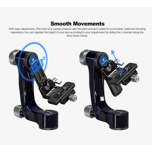 Leofoto PG-3 Carbon Fiber Gimbal Head with Knob Clamp (Midnight Blue)