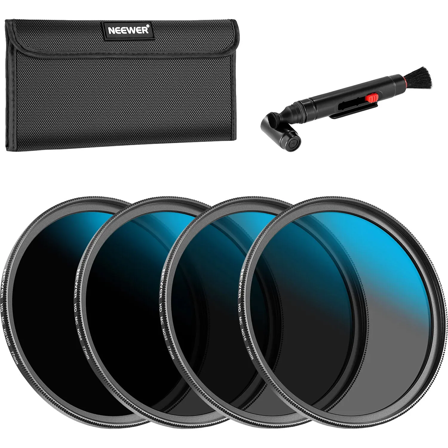 Neewer HD ND 4-Filter Set with Cleaner Kit (72mm)