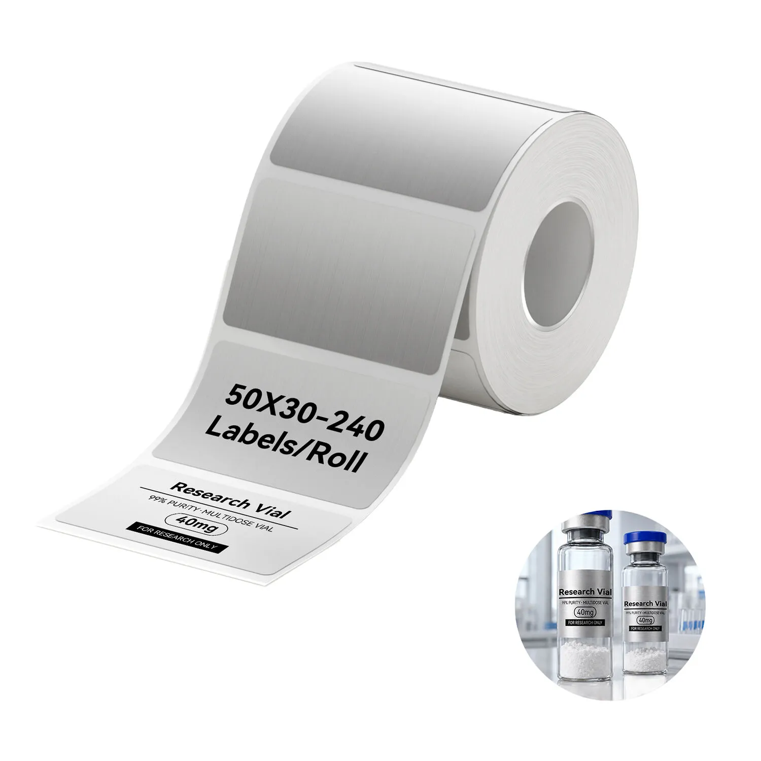 NIIMBOT Thermal Transfer Paper Roll for M-Series Label Printers (240 Brushed Silver 1.18 x 1.97" Labels)