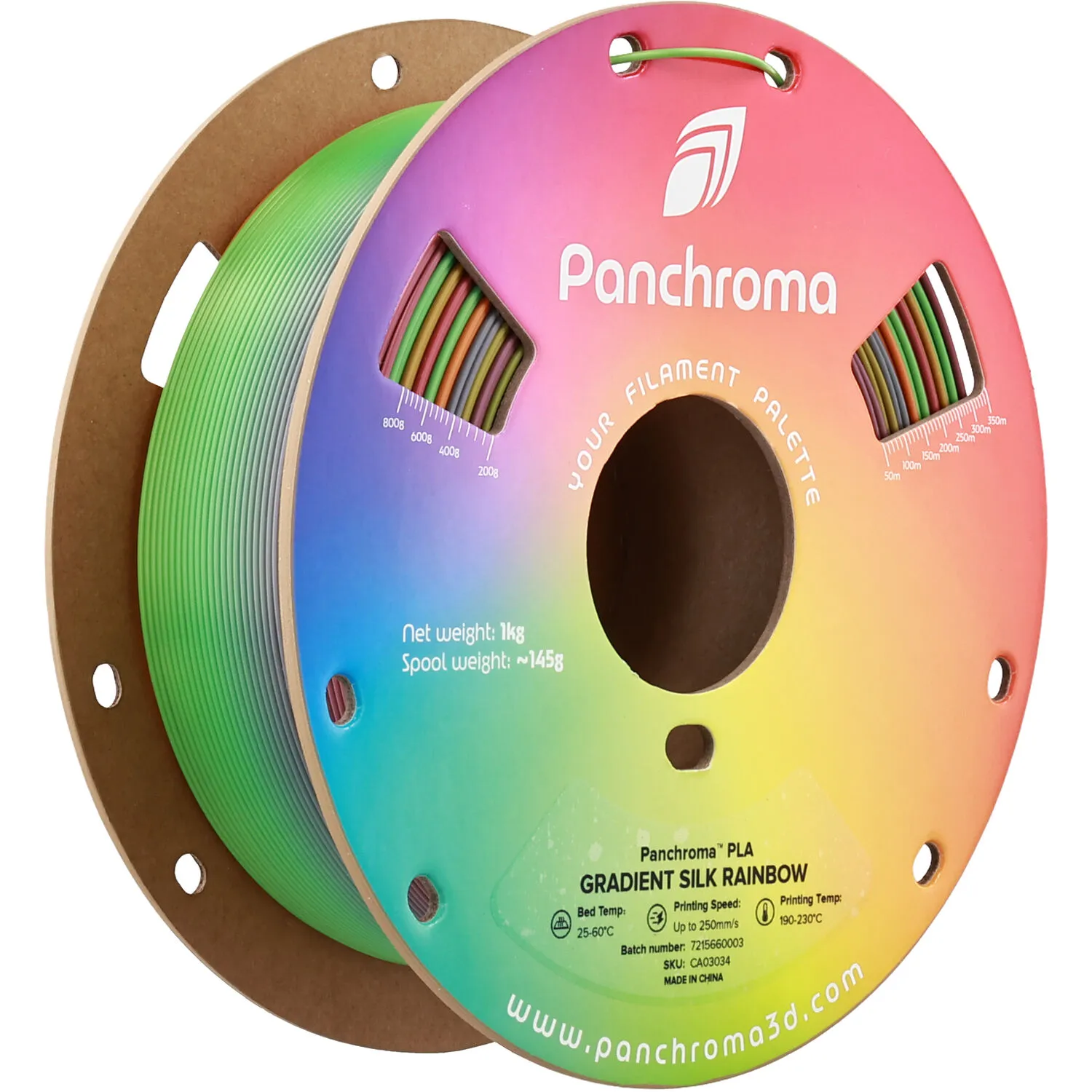 Polymaker Panchroma Gradient Silk PLA Filament (1kg, Rainbow)