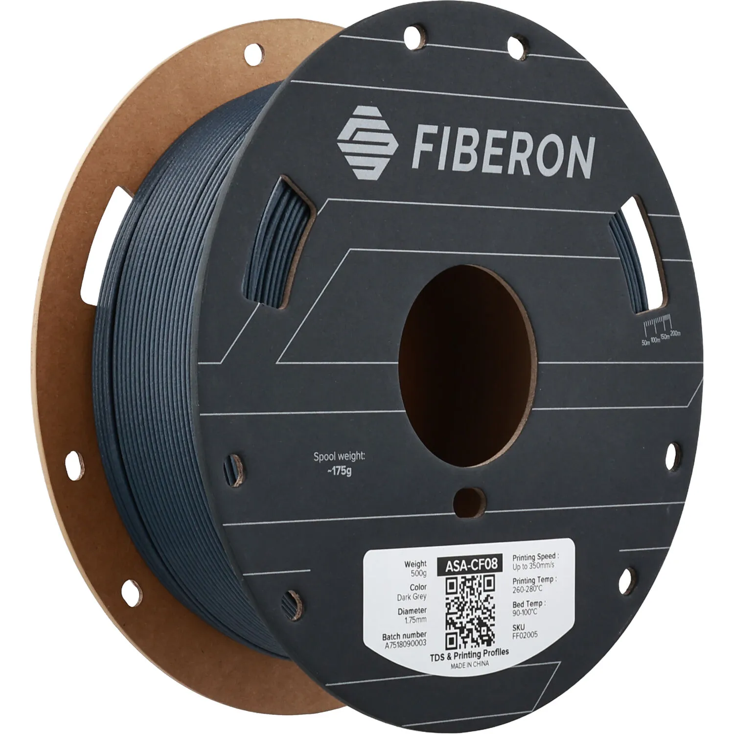 Polymaker Fiberon ASA-CF08 Filament (0.5kg, Dark Gray)