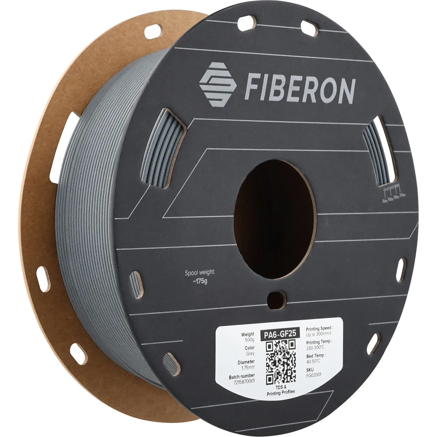 Polymaker Fiberon PA6-GF25 Glass Fiber Reinforced Nylon 6 Filament (Gray, 0.5kg)