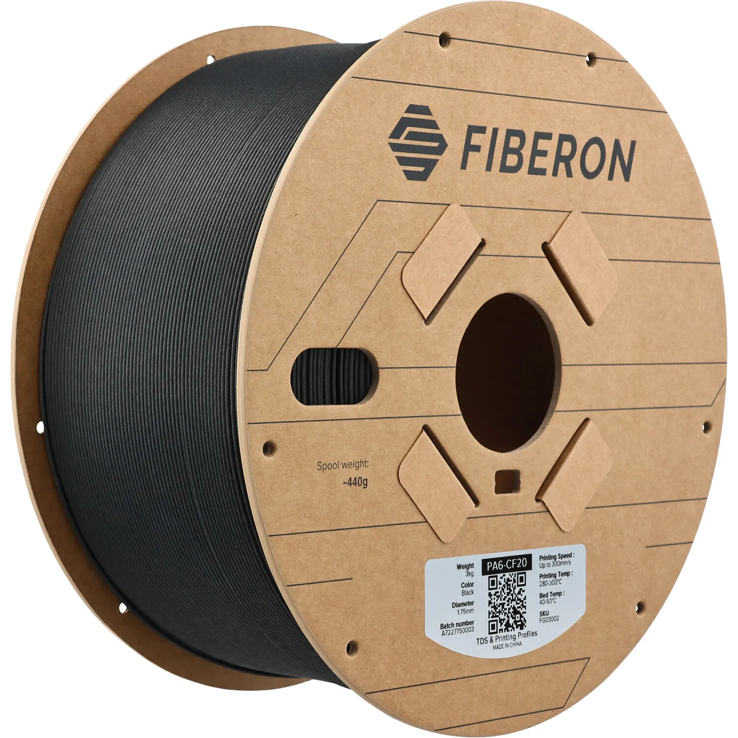 Polymaker Fiberon PA6-CF20 Carbon Fiber Reinforced Nylon 6 Filament (Black, 3kg)