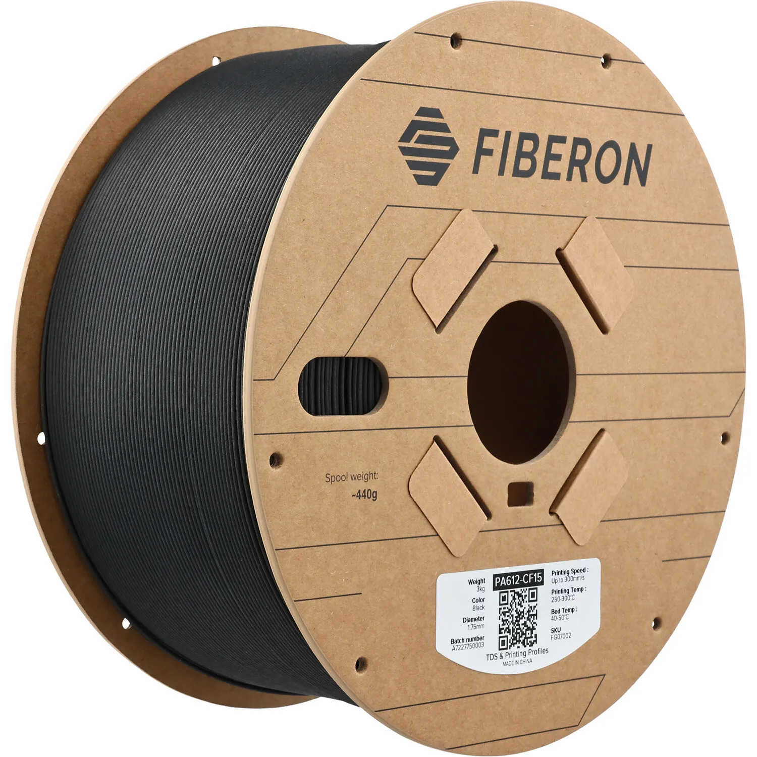 Polymaker Fiberon PA612-CF15 Carbon Fiber Reinforced Nylon 6 Filament (Black, 3kg)