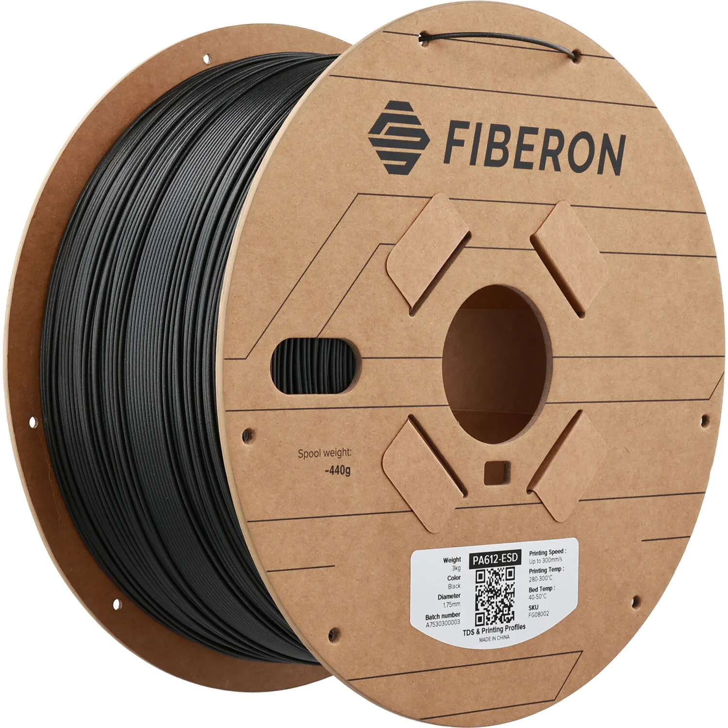 Polymaker Fiberon PA612-ESD Carbon Fiber Reinforced Nylon Filament (3kg, Black)