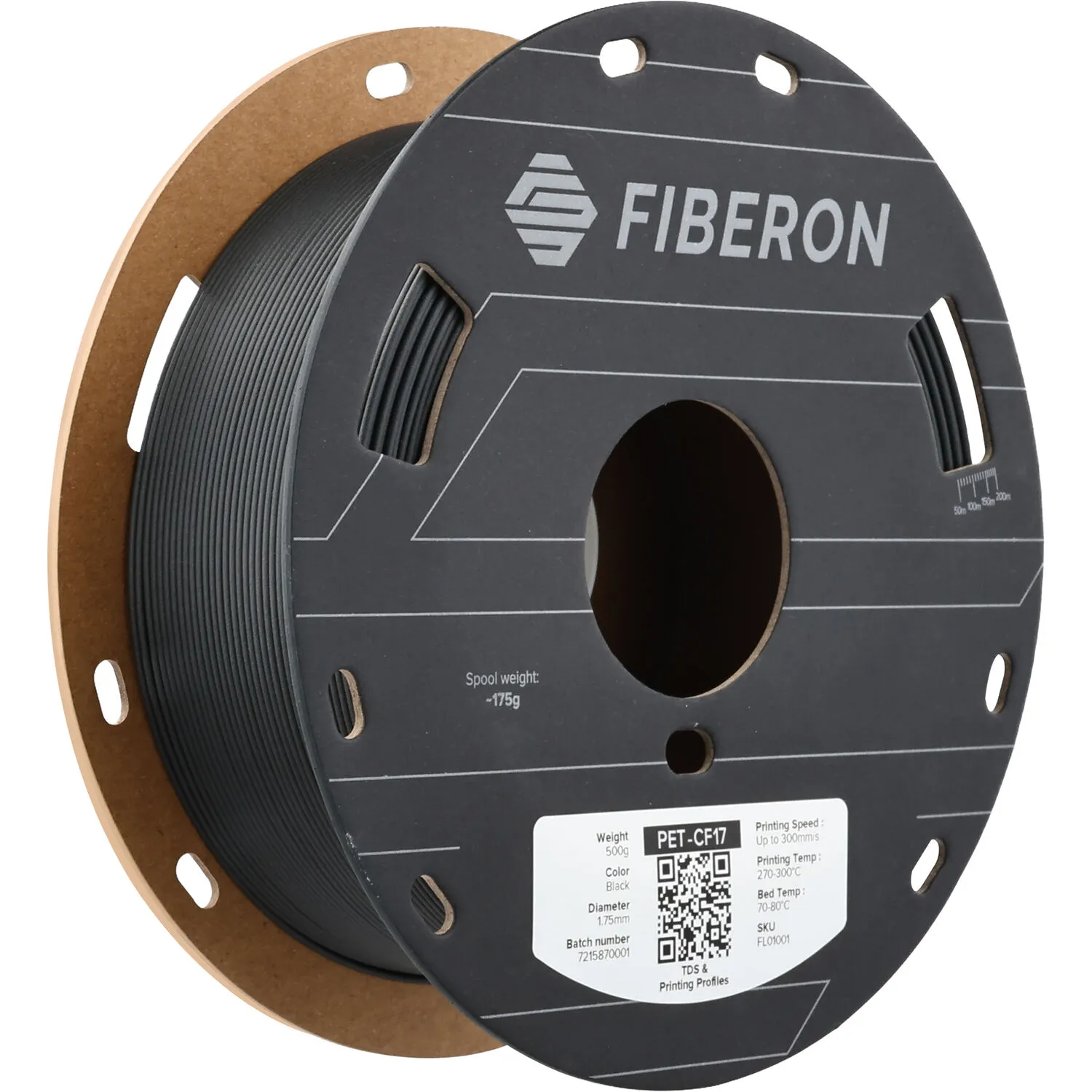 Polymaker Fiberon PET-CF17 Carbon Fiber Reinforced PET Filament (Black, 0.5kg)