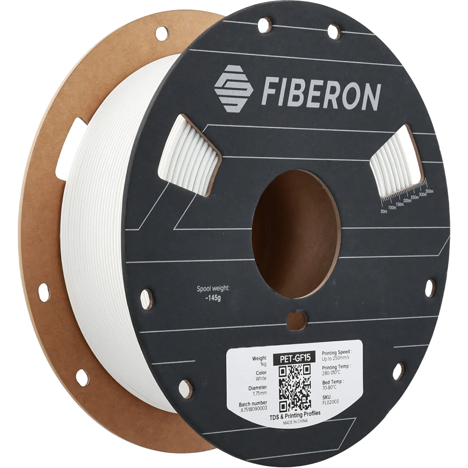Polymaker Fiberon PET-GF15 Glass Fiber Reinforced PET Filament (White, 1kg)