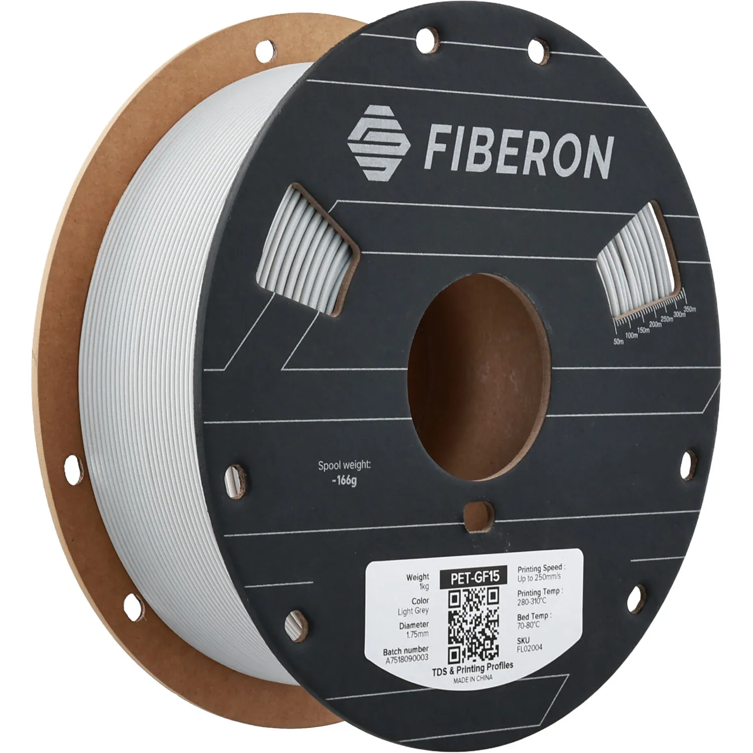 Polymaker Fiberon PET-GF15 Glass Fiber Reinforced PET Filament (Light Gray, 1kg)